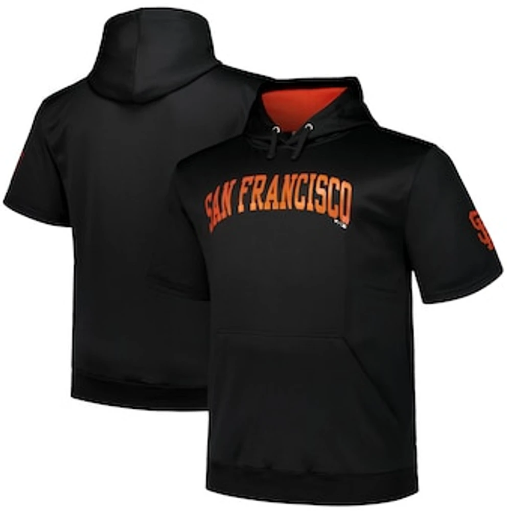 Men's Profile Black San Francisco Giants Big & Tall Contrast Short Sleeve Pullover Hoodie