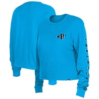Women's New Era  Blue Carolina Panthers Sport Night Thermal Long Sleeve T-Shirt