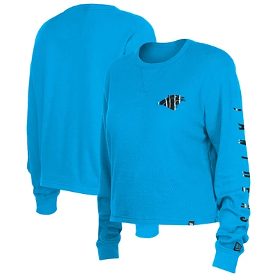 Women's New Era  Blue Carolina Panthers Sport Night Thermal Long Sleeve T-Shirt