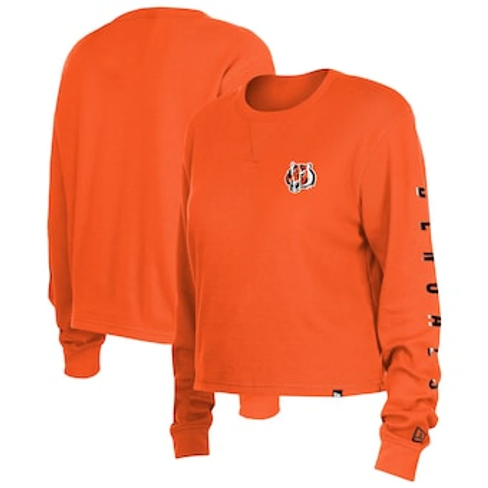 Women's New Era  Orange Cincinnati Bengals Thermal Crop Long Sleeve T-Shirt