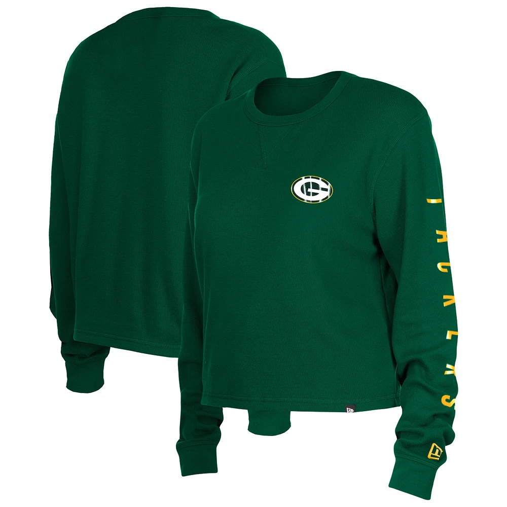 Women's New Era Green Bay Packers Sport Night Thermal Long Sleeve T-Shirt