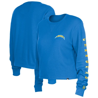 Women's New Era  Powder Blue Los Angeles Chargers Thermal Crop Long Sleeve T-Shirt