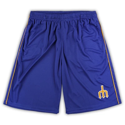 Men's Profile Royal Seattle Mariners Big & Tall Mesh Shorts