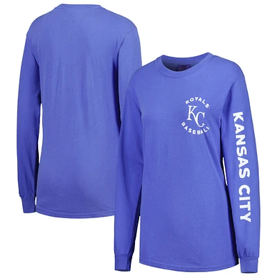 Women's Soft as a Grape Royal Kansas City Royals Team Pigment Dye Long Sleeve T-Shirt