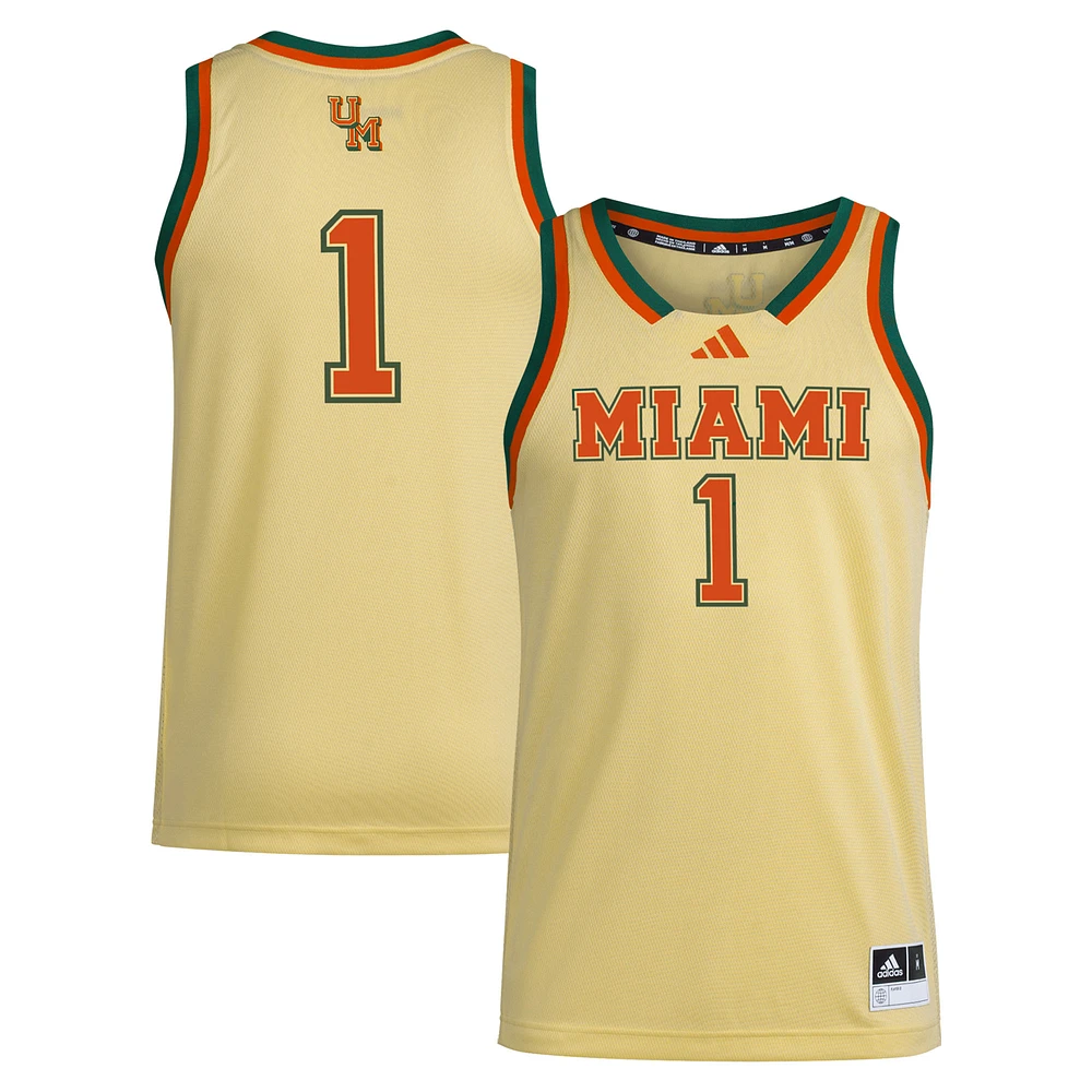 Men's adidas #1 Miami Hurricanes Swingman Jersey