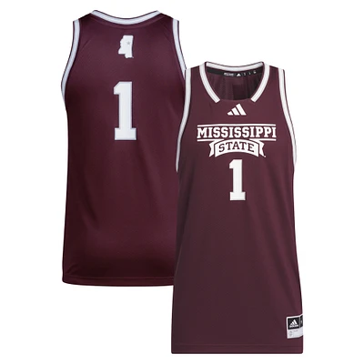 Men's adidas #1 Maroon Mississippi State Bulldogs Swingman Jersey