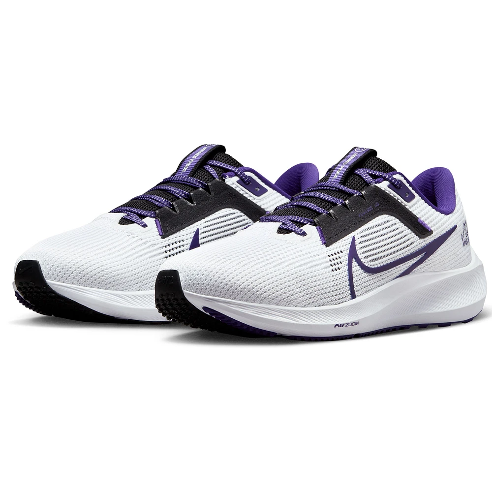 Unisex Nike  White TCU Horned Frogs Zoom Pegasus 40 Running Shoe