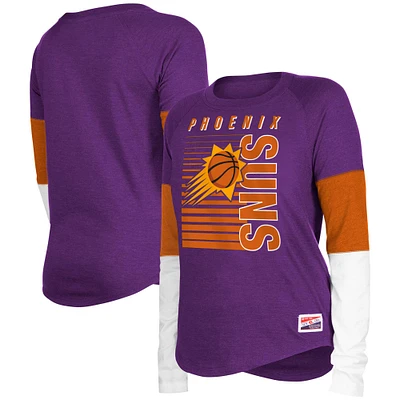 Women's New Era Purple Phoenix Suns Colorblock Raglan Long Sleeve T-Shirt