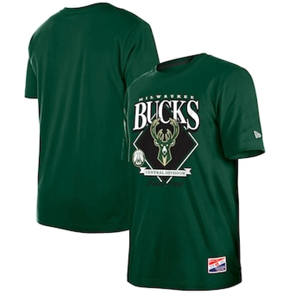 Men's New Era Hunter Green Milwaukee Bucks Throwback T-Shirt