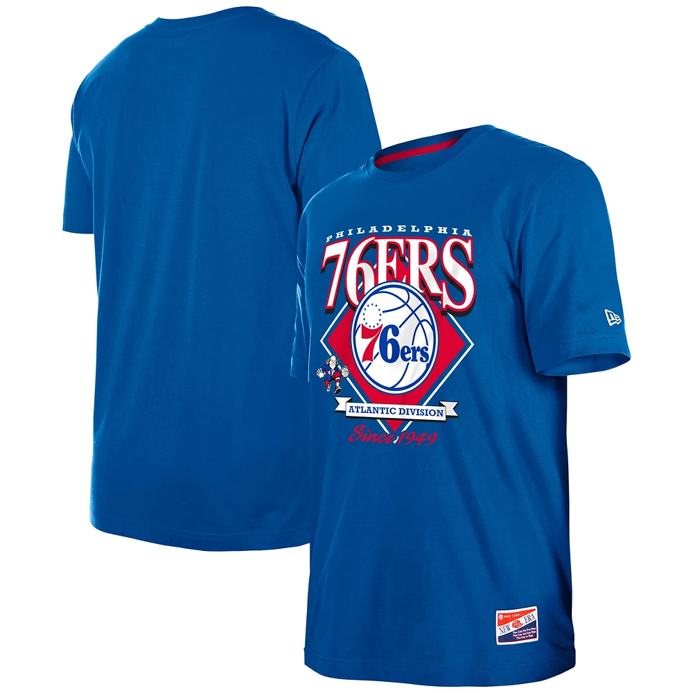 Men's New Era Royal Philadelphia 76ers Throwback T-Shirt