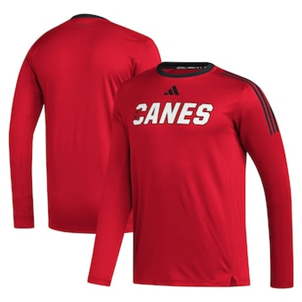 Men's adidas Red Carolina Hurricanes AEROREADY® Long Sleeve T-Shirt