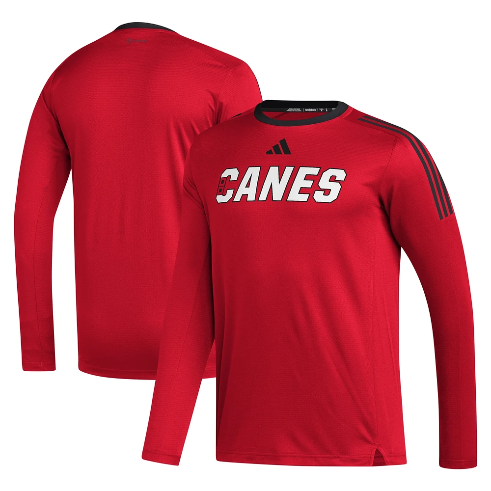 Men's adidas Red Carolina Hurricanes AEROREADY® Long Sleeve T-Shirt