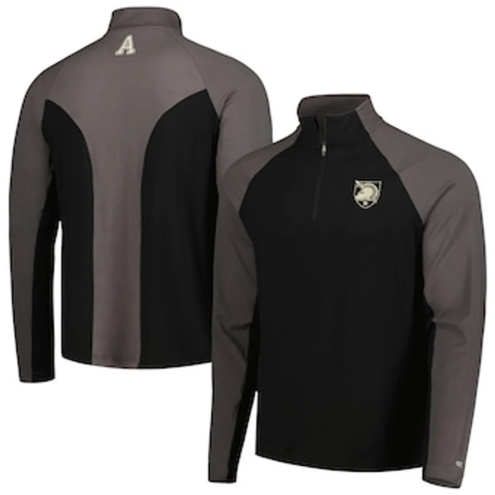 Men's Colosseum Black/Charcoal Army Black Knights Two Yutes Raglan Quarter-Zip Windshirt