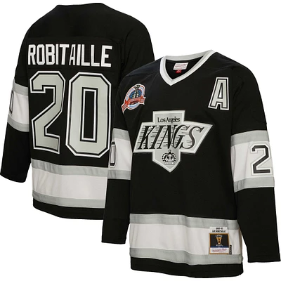 Men's Mitchell & Ness Luc Robitaille Black Los Angeles Kings Alternate Captain Patch 1992/93 Blue Line Player Jersey