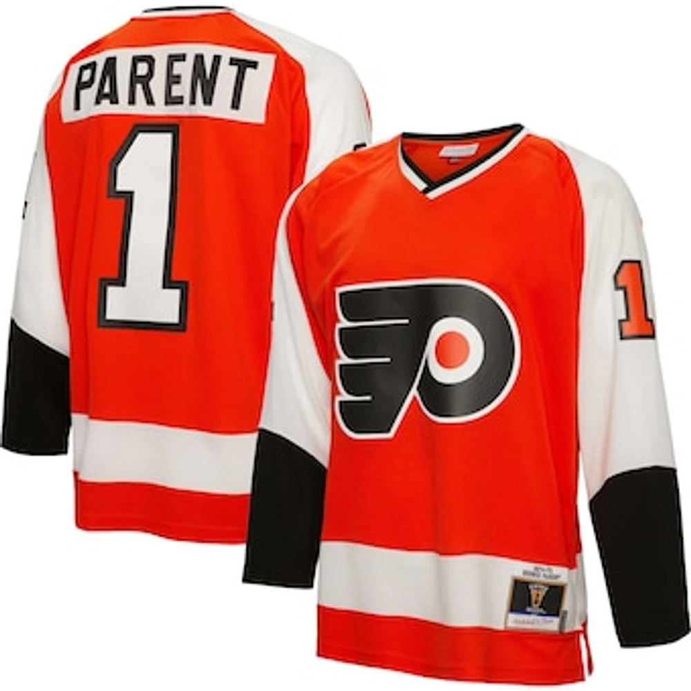 Men's Mitchell & Ness Bernie Parent Orange Philadelphia Flyers  1974/75 Blue Line Player Jersey