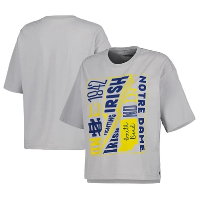 Women's Pressbox Silver Notre Dame Fighting Irish Rock & Roll School of T-Shirt