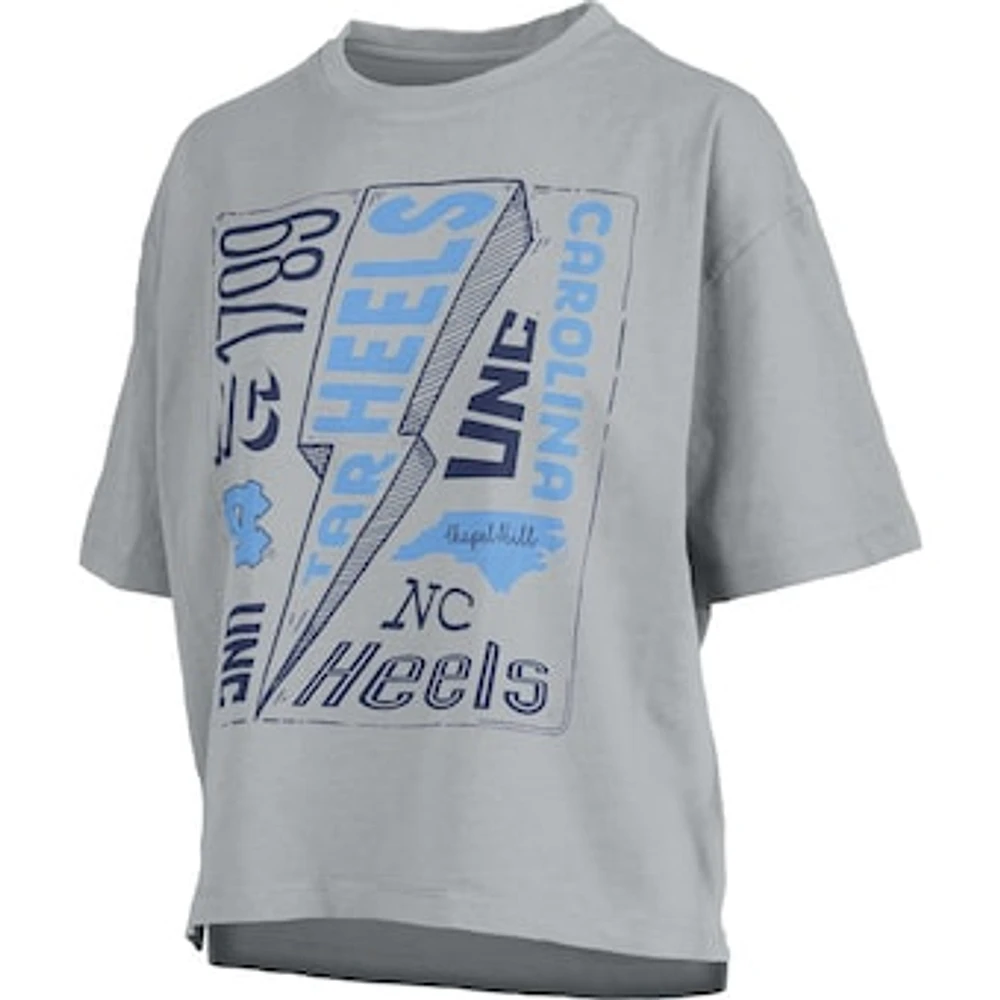 Women's Pressbox Silver North Carolina Tar Heels Rock & Roll School of Rock T-Shirt