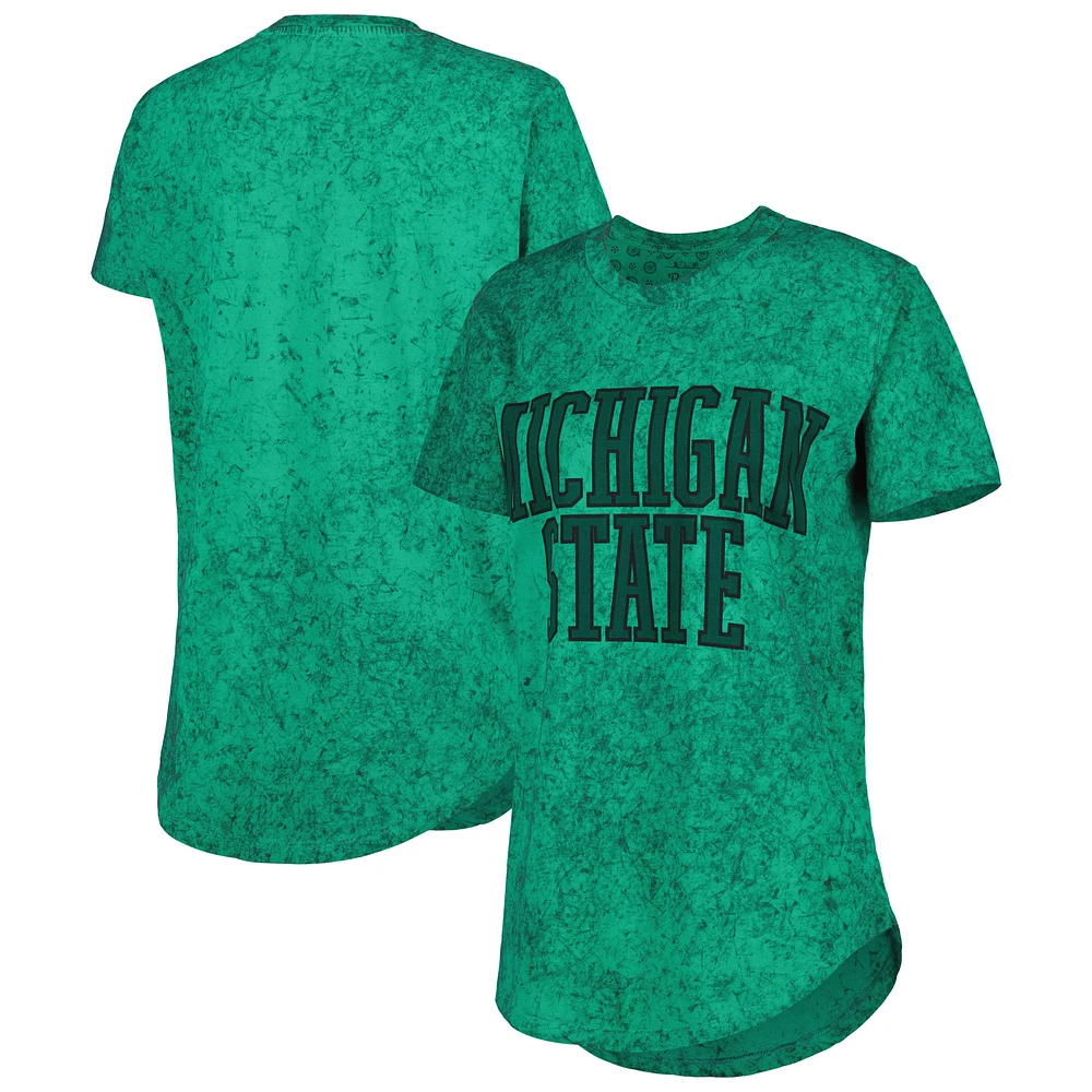 Women's Pressbox Green Michigan State Spartans Southlawn Sun-Washed T-Shirt