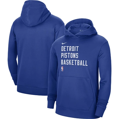 Unisex Nike Blue Detroit Pistons 2023/24 Performance Spotlight On-Court Practice Pullover Hoodie