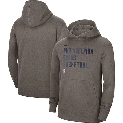 Unisex Nike Heather Gray Philadelphia 76ers 2023/24 Performance Spotlight On-Court Practice Pullover Hoodie