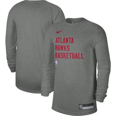 Unisex Nike Heather Gray Atlanta Hawks 2023/24 Legend On-Court Practice Performance Long Sleeve T-Shirt