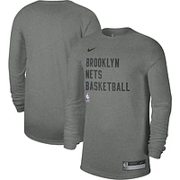 Unisex Nike Heather Gray Brooklyn Nets 2023/24 Legend On-Court Practice Long Sleeve T-Shirt