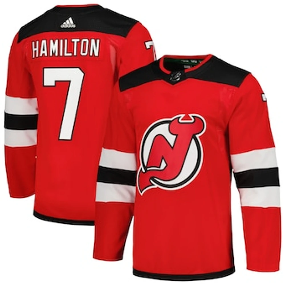 Men's adidas Dougie Hamilton Red New Jersey Devils Home Primegreen Authentic Player Jersey