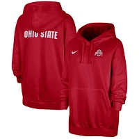 Women's Nike Scarlet Ohio State Buckeyes Sideline Two-Hit Club Fleece Pullover Hoodie