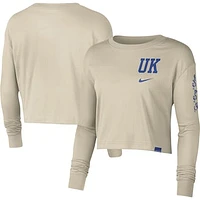 Women's Nike Cream Kentucky Wildcats Varsity Letter Long Sleeve Crop Top