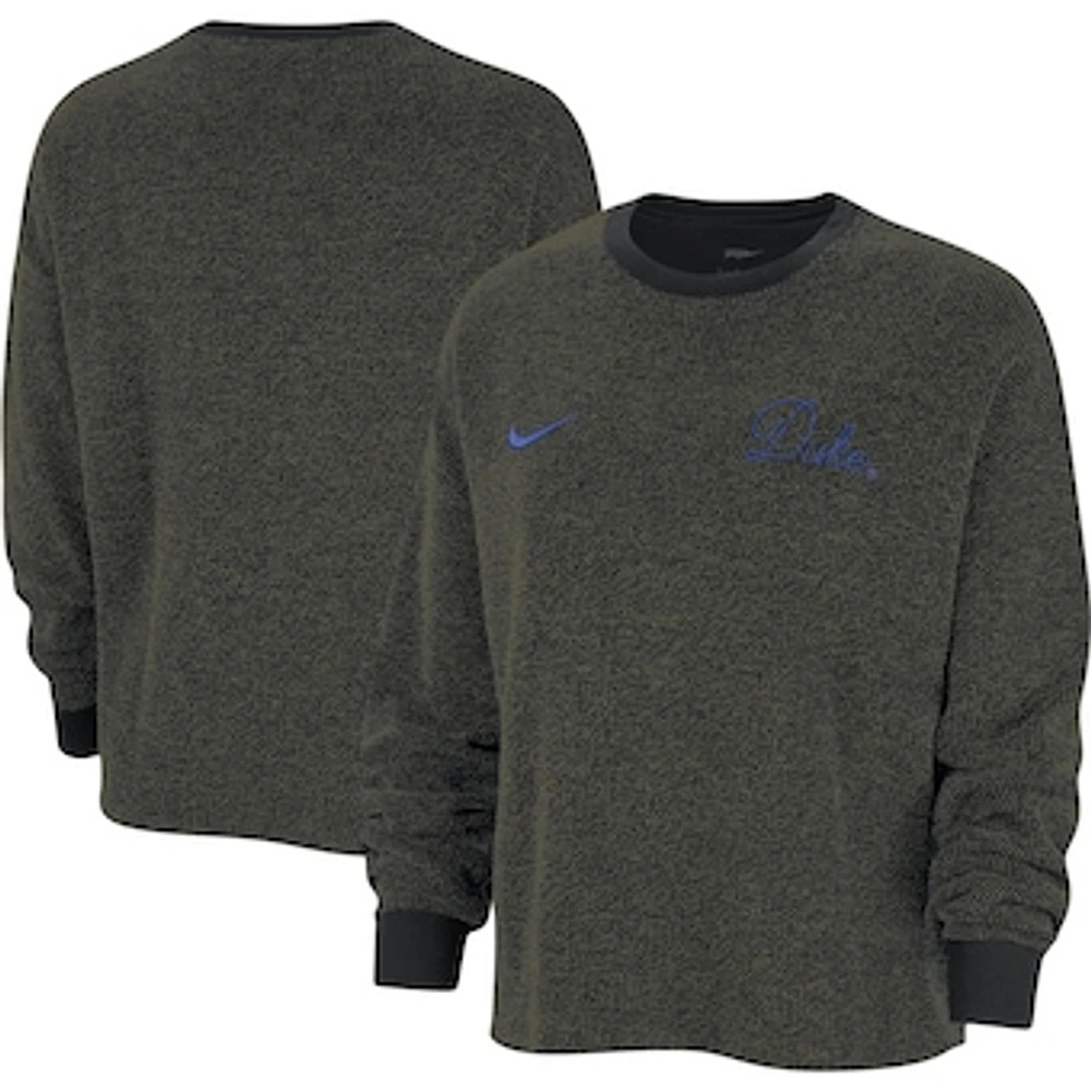 Women's Nike  Black Duke Blue Devils Yoga Script Pullover Sweatshirt