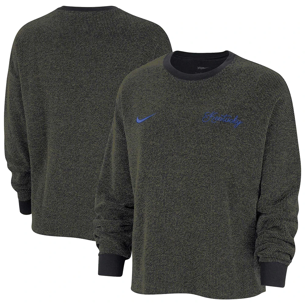 Women's Nike  Black Kentucky Wildcats Yoga Script Pullover Sweatshirt