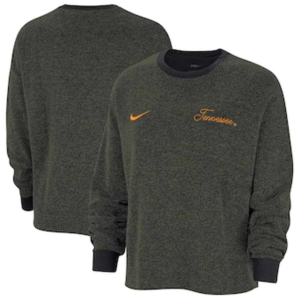 Women's Nike  Black Tennessee Volunteers Yoga Script Pullover Sweatshirt