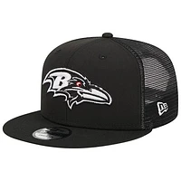 Men's New Era Black Baltimore Ravens  Main Trucker 9FIFTY Snapback Hat