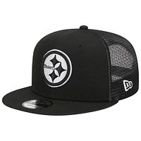 Men's New Era Black Pittsburgh Steelers  Main Trucker 9FIFTY Snapback Hat