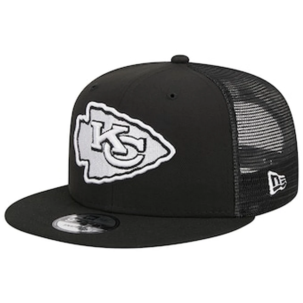 Men's New Era Black Kansas City Chiefs  Main Trucker 9FIFTY Snapback Hat