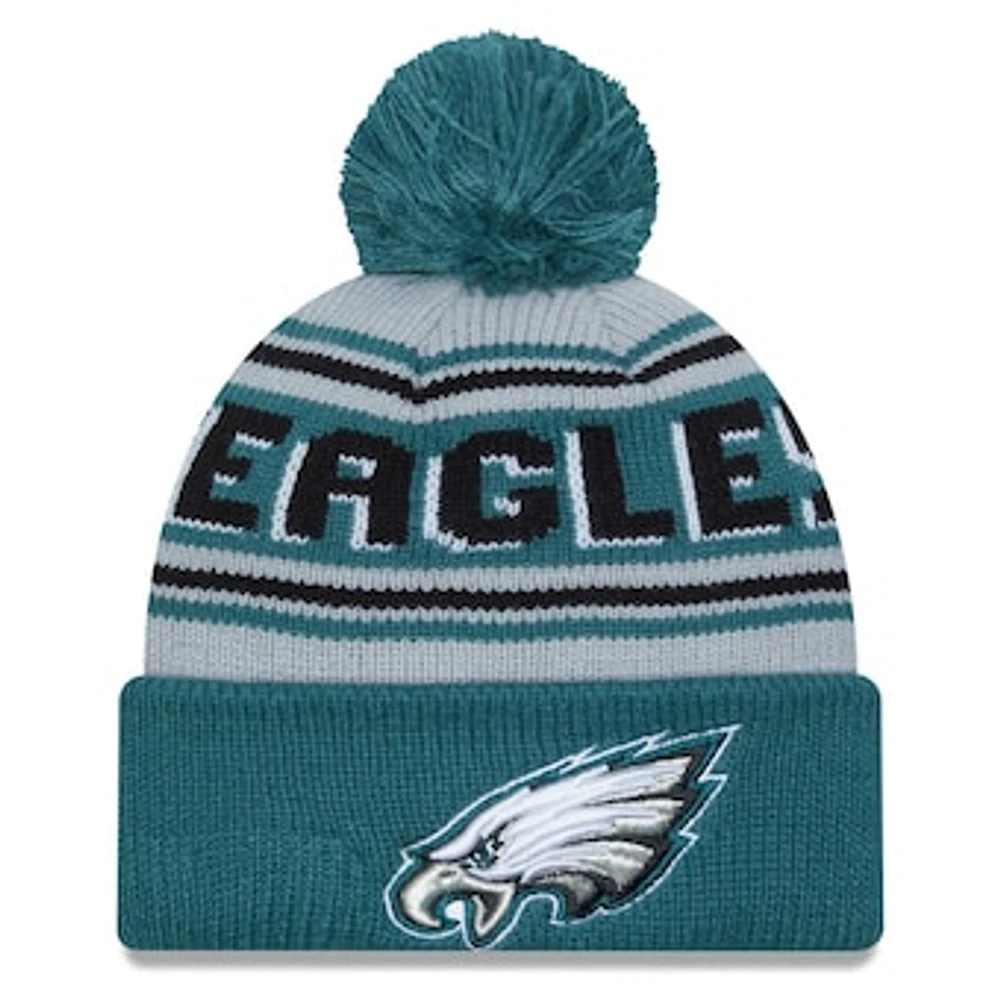 Men's New Era Midnight Green Philadelphia Eagles Main Cuffed Knit Hat with Pom