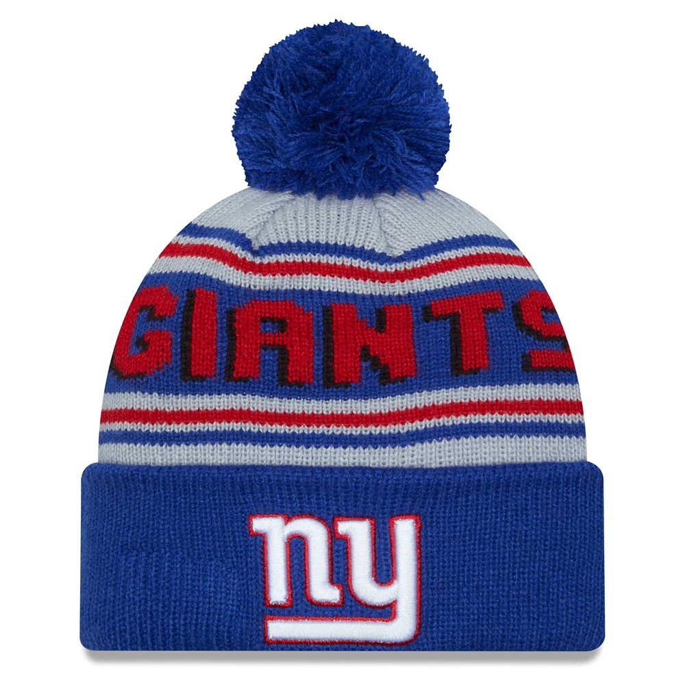 Men's New Era Royal New York Giants Main Cuffed Knit Hat with Pom