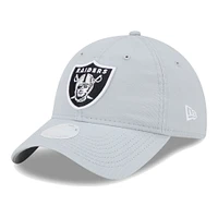 Women's New Era  Gray Las Vegas Raiders  Main Core Classic 2.0 9TWENTY Adjustable Hat