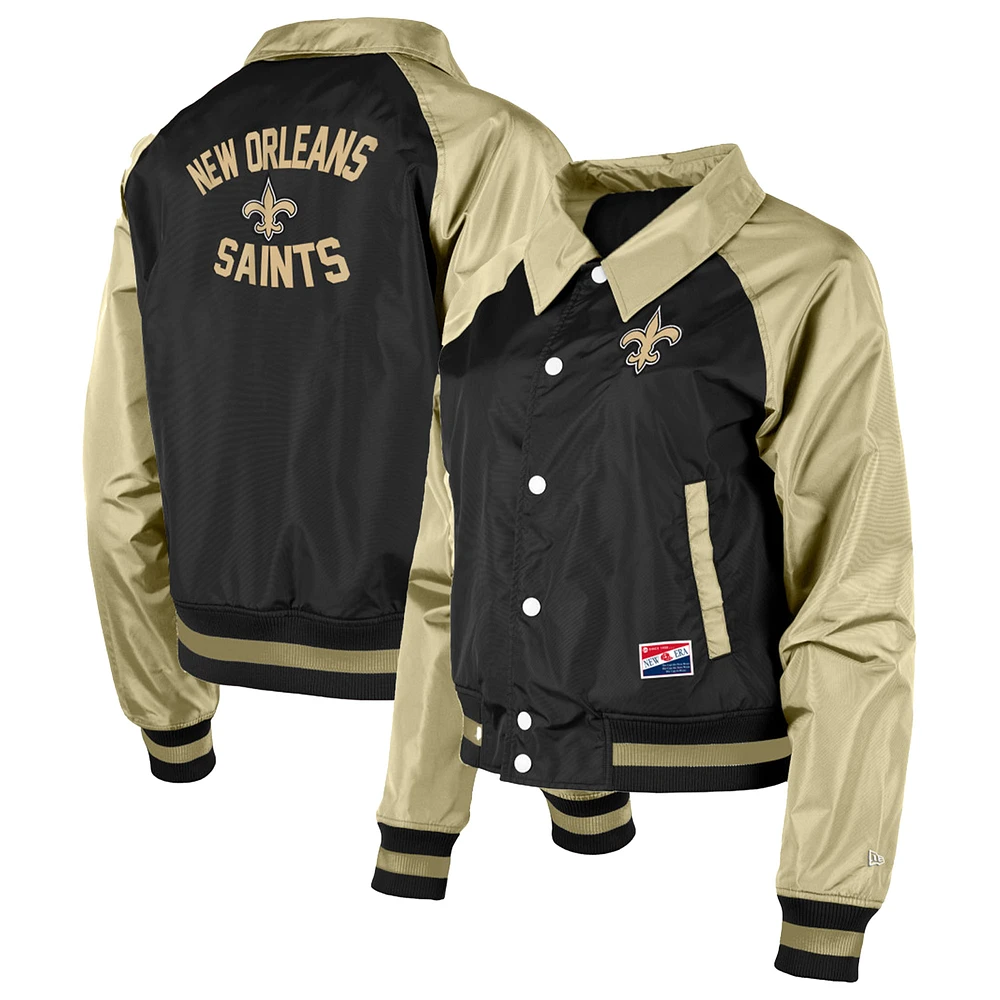 Women's New Era Black Orleans Saints Coaches Raglan Full-Snap Jacket