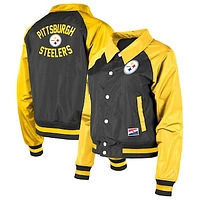 Women's New Era Black Pittsburgh Steelers Coaches Raglan Full-Snap Jacket