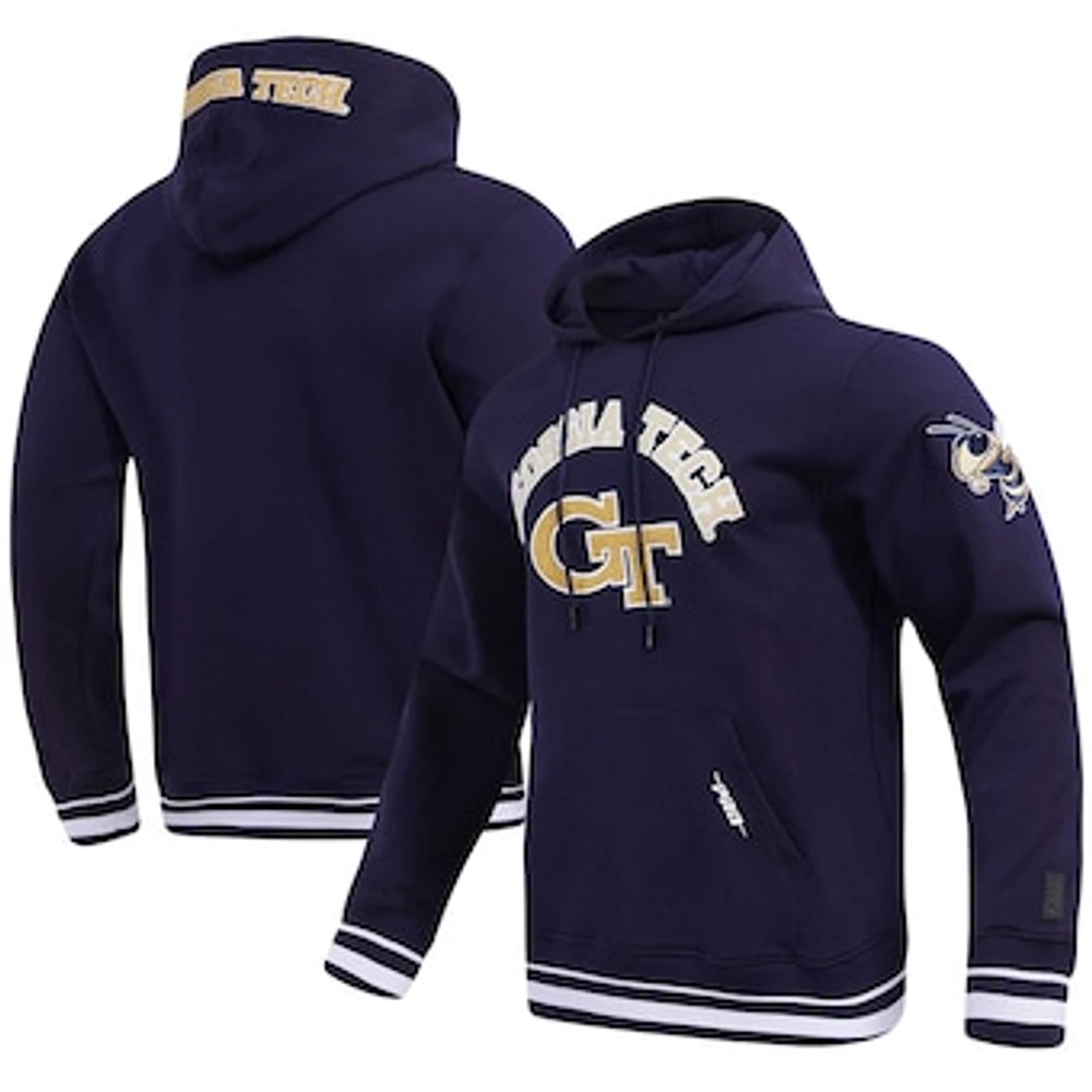 Men's Pro Standard Navy Georgia Tech Yellow Jackets Classic Stacked Logo Pullover Hoodie