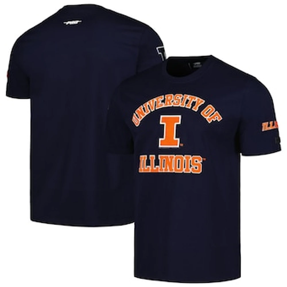 Men's Pro Standard Navy Illinois Fighting Illini Classic Stacked Logo T-Shirt