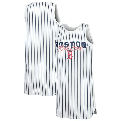 Women's Concepts Sport White Boston Red Sox Reel Pinstripe Knit Sleeveless Nightshirt