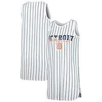 Women's Concepts Sport White Detroit Tigers Reel Pinstripe Knit Sleeveless Nightshirt