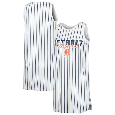 Women's Concepts Sport White Detroit Tigers Reel Pinstripe Knit Sleeveless Nightshirt