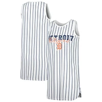 Women's Concepts Sport White Detroit Tigers Reel Pinstripe Knit Sleeveless Nightshirt