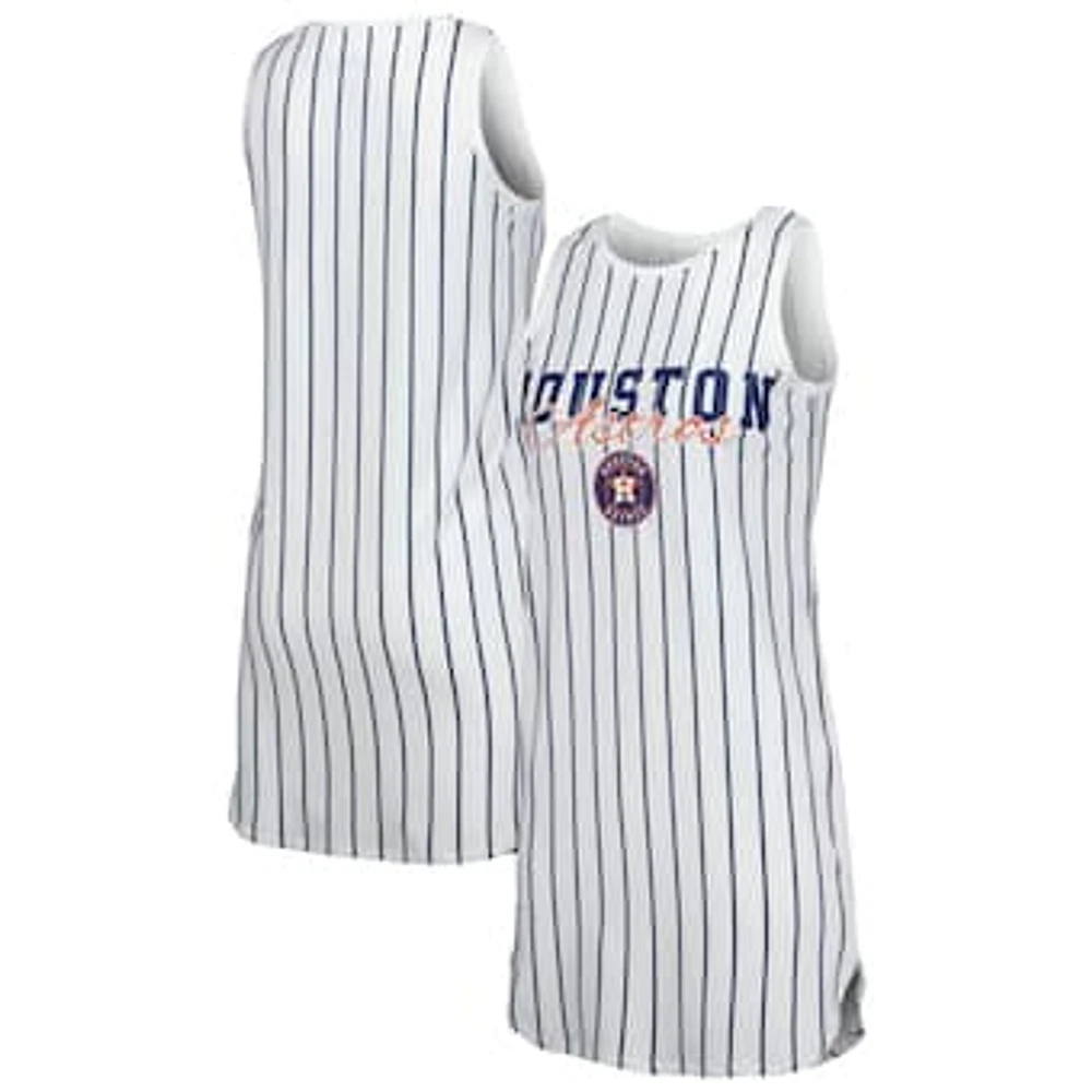 Women's Concepts Sport White Houston Astros Reel Pinstripe Knit Sleeveless Nightshirt