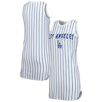 Women's Concepts Sport White Los Angeles Dodgers Reel Pinstripe Knit Sleeveless Nightshirt