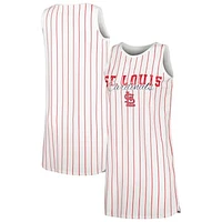 Women's Concepts Sport White St. Louis Cardinals Reel Pinstripe Knit Sleeveless Nightshirt