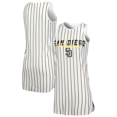 Women's Concepts Sport White San Diego Padres Reel Pinstripe Knit Sleeveless Nightshirt